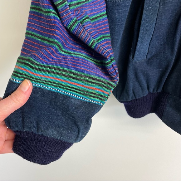 Vintage Multicolor Unisex Guatemalan Purple, Blue, and Green Bomber Style Jacket - Picture 8 of 16